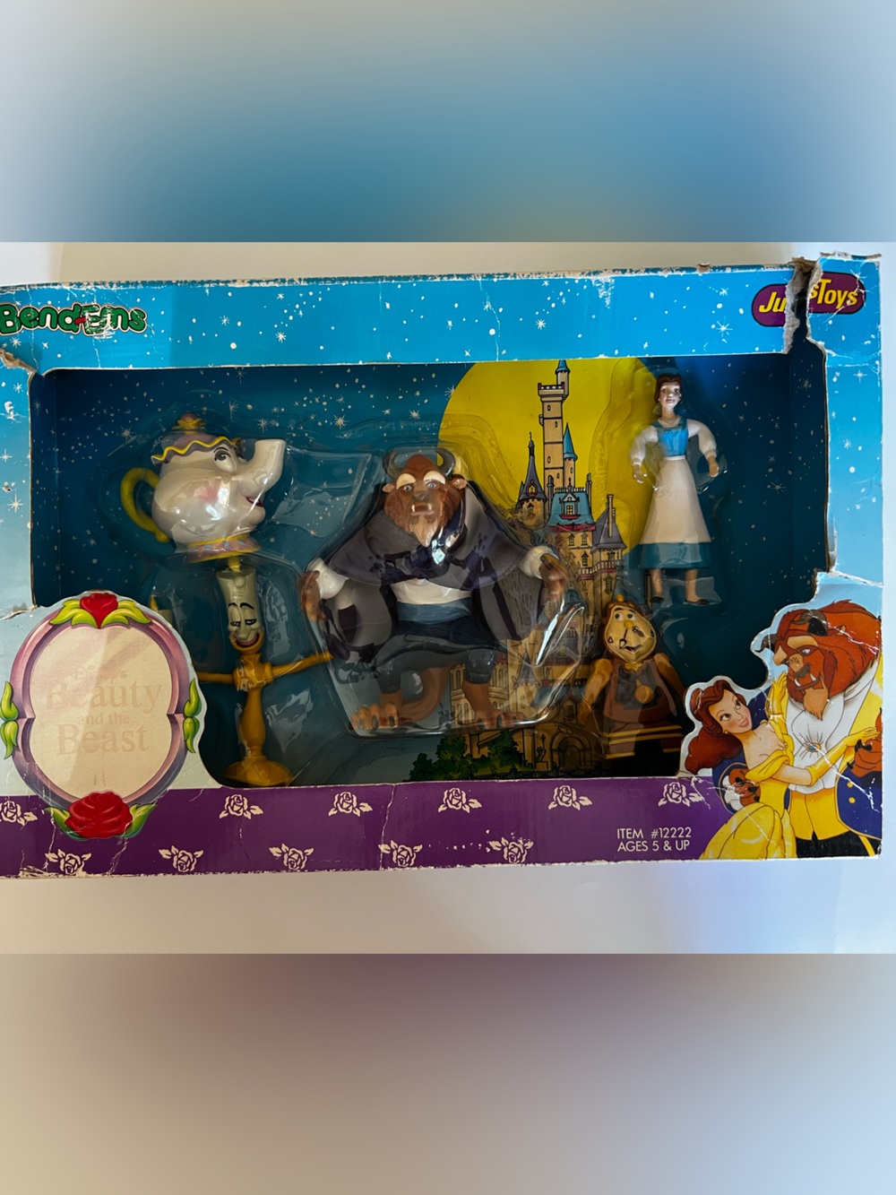 Vintage Disney Beauty and the Beast Bend-Ems JusToys 5 piece Gift Set